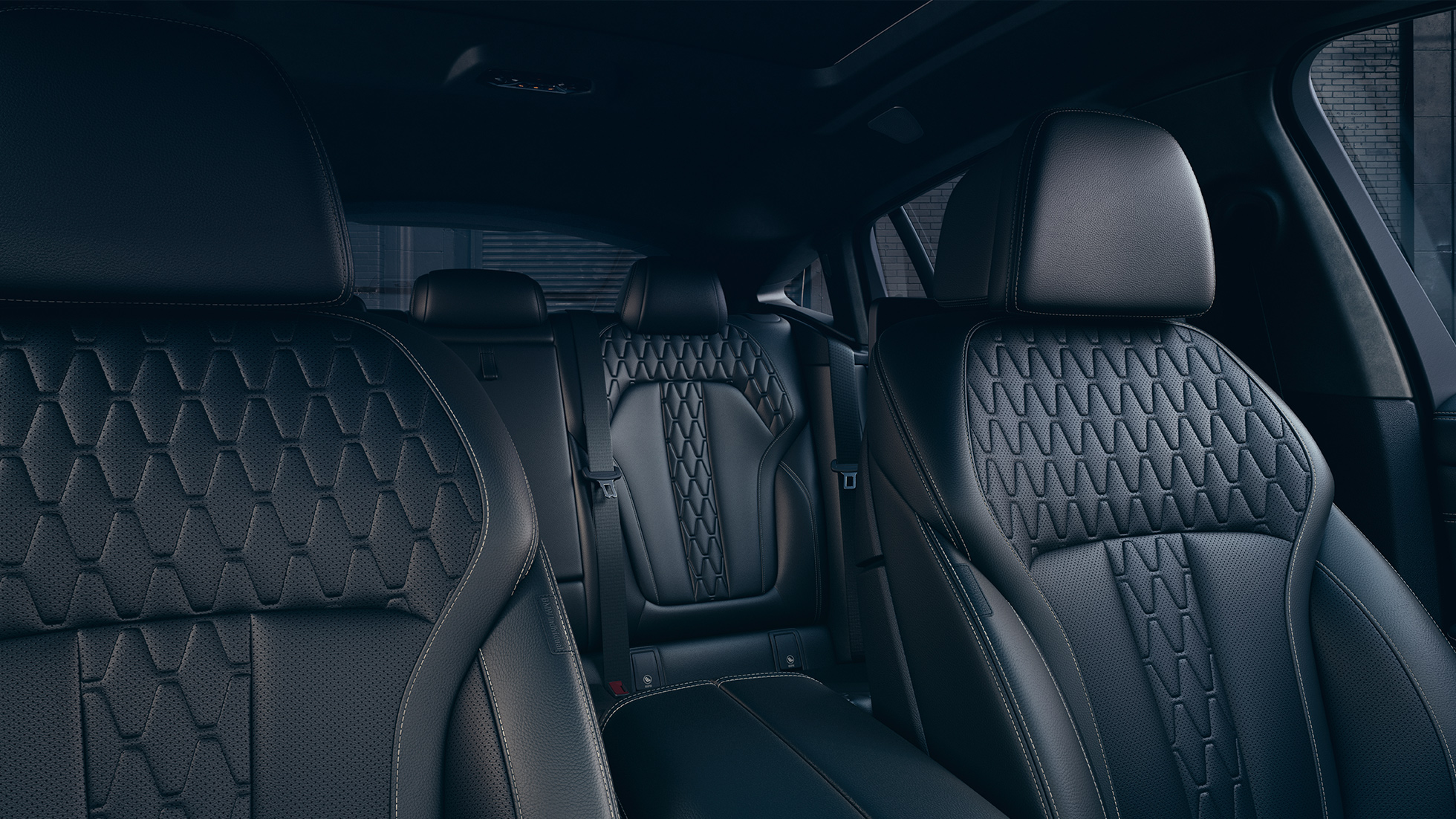 BMW X6-klädsel. BMW X6-interiör med fokus på klädsel.