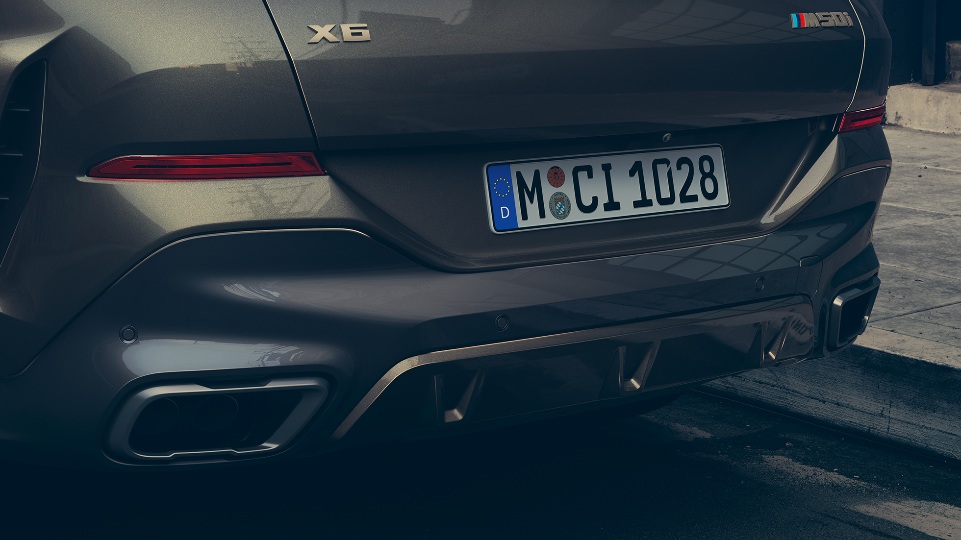 M-sportavgassystemet hos BMW X6. Närbild på M-sportavgassystemet hos BMW X6.