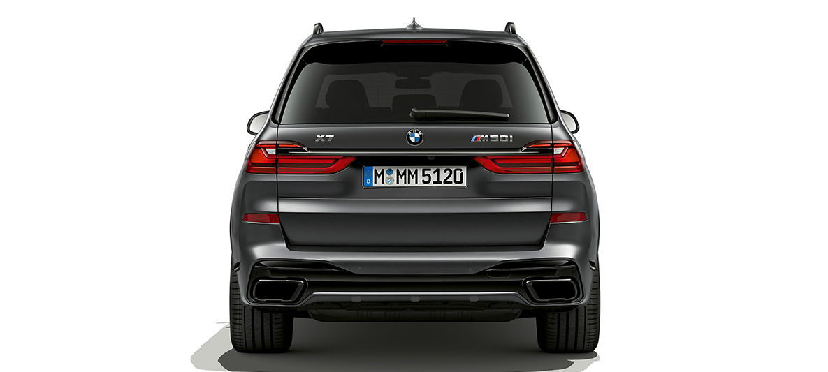 BMW Dark Shadow Edition sedd bakifrån BMW X7 G07 Dark Shadow Edition sedd bakifrån