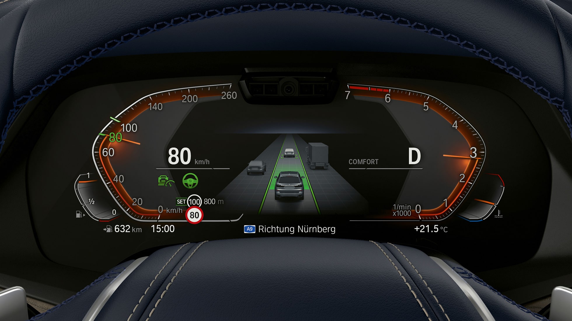 Driving Assistant Plus & Parking Assistant Plus Driving Assistant Plus & Parking Assistant Plus: Närbild på instrumentpanelen