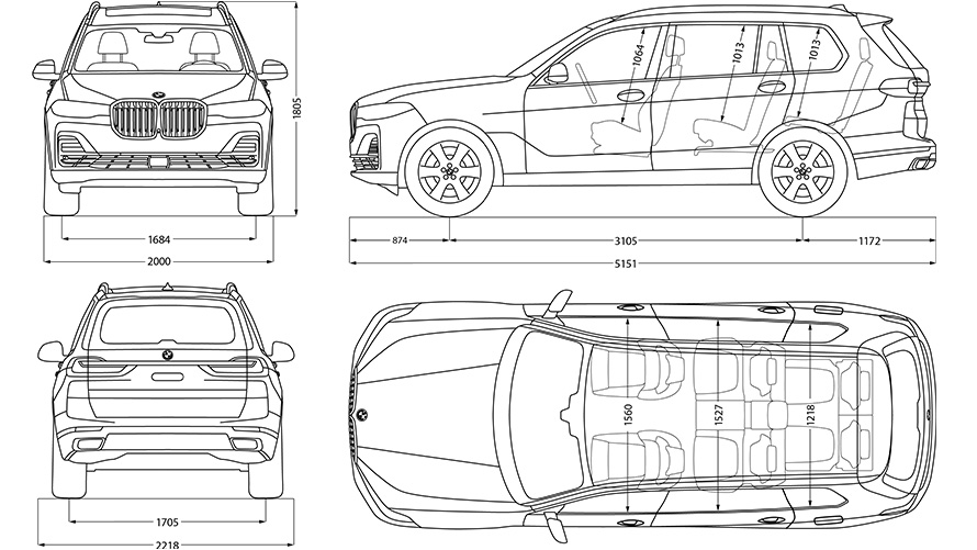 Ritning BMW X7 Mått Ritning BMW X7 Mått