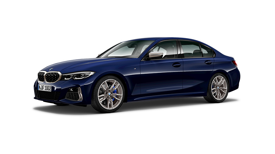 BMW M340i sedan G20 2019, snett från sidan BMW M340i sedan G20 2019, snett från sidan