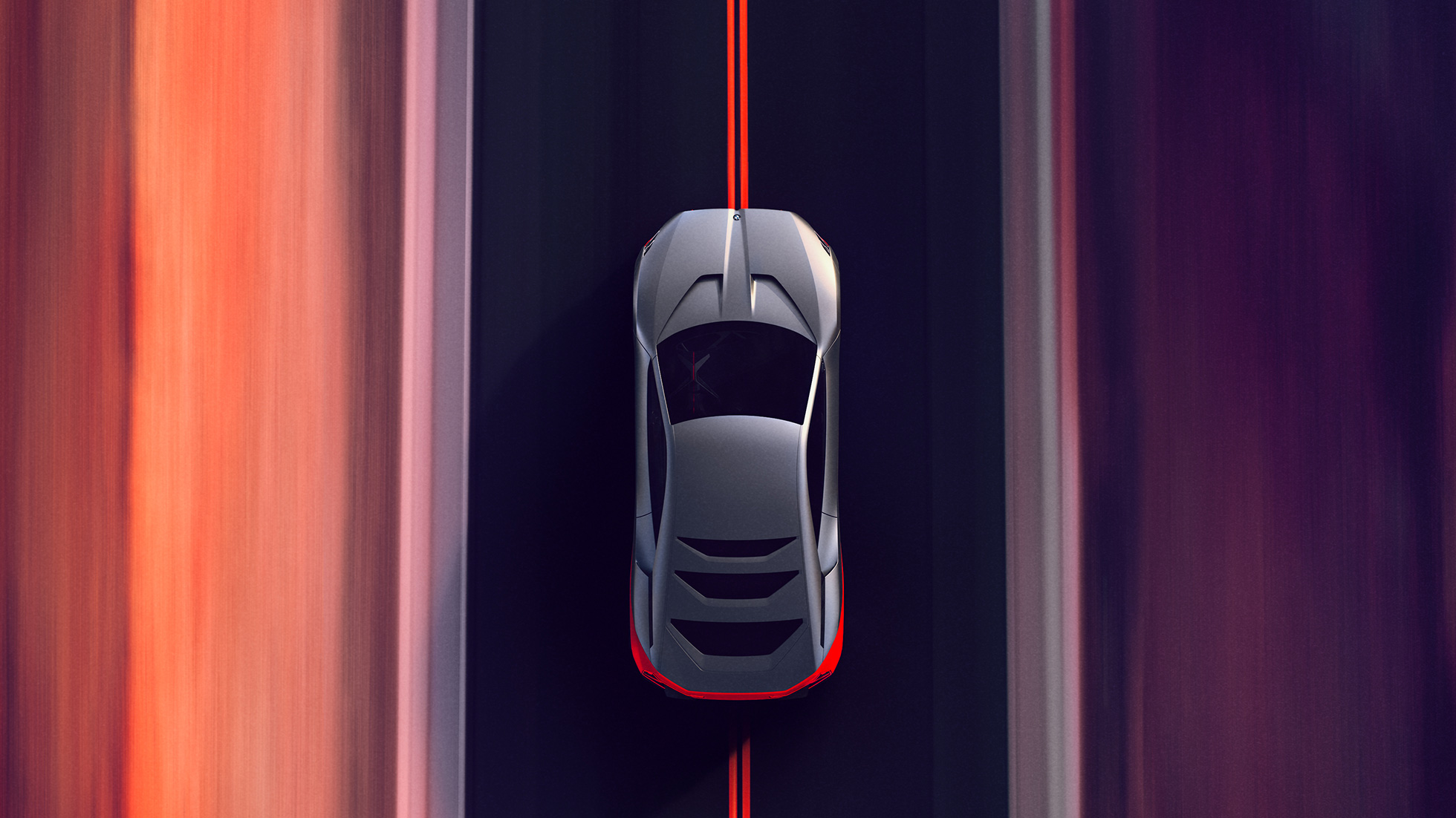 BMW Vision M NEXT, sedd ovanifrån, körandes BMW Vision M NEXT, sedd ovanifrån, körandes