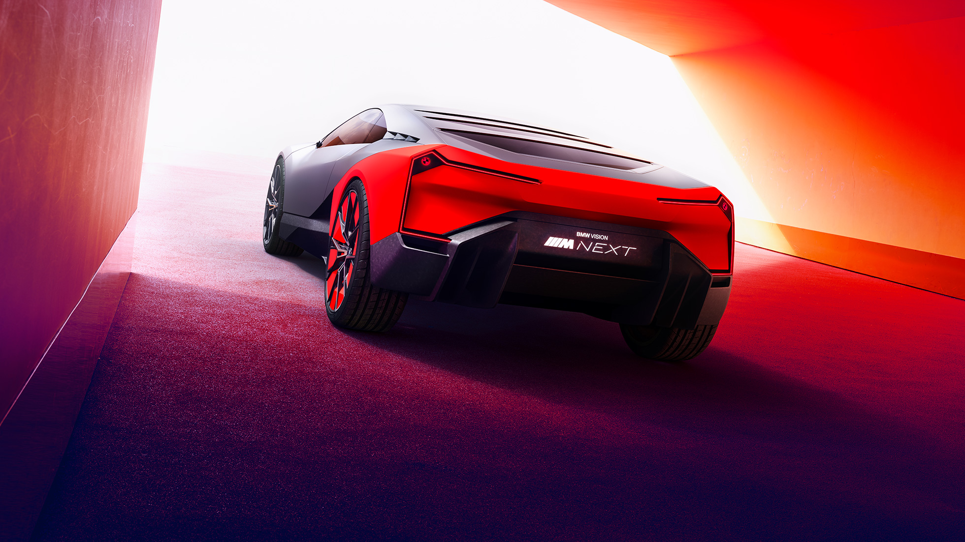 BMW Vision M NEXT, sedd bakifrån BMW Vision M NEXT, trefjärdedelsvy bakifrån, hofmeisterknick