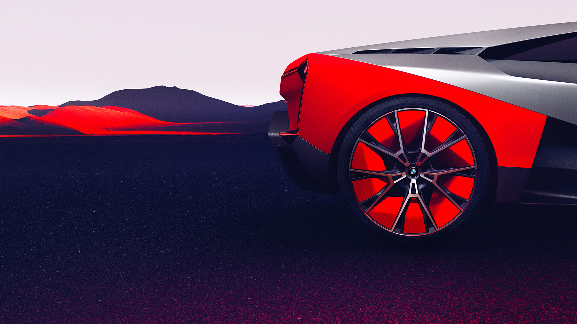 BMW Vision M NEXT, sedd från sidan BMW Vision M NEXT, sedd från sidan, parkerad, fälgar