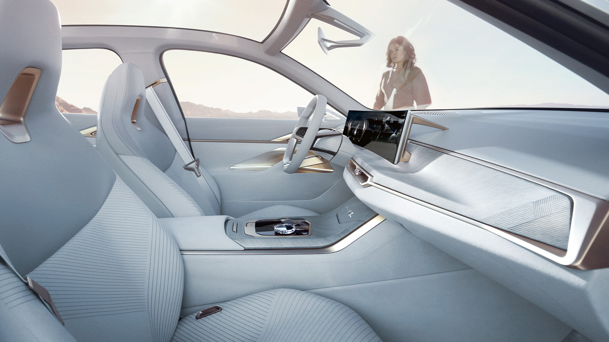 Interiör BMW Concept i4 2020 G26 Interiör BMW Concept i4 2020 G26 Elbil helt elektriska BMW Gran Coupé