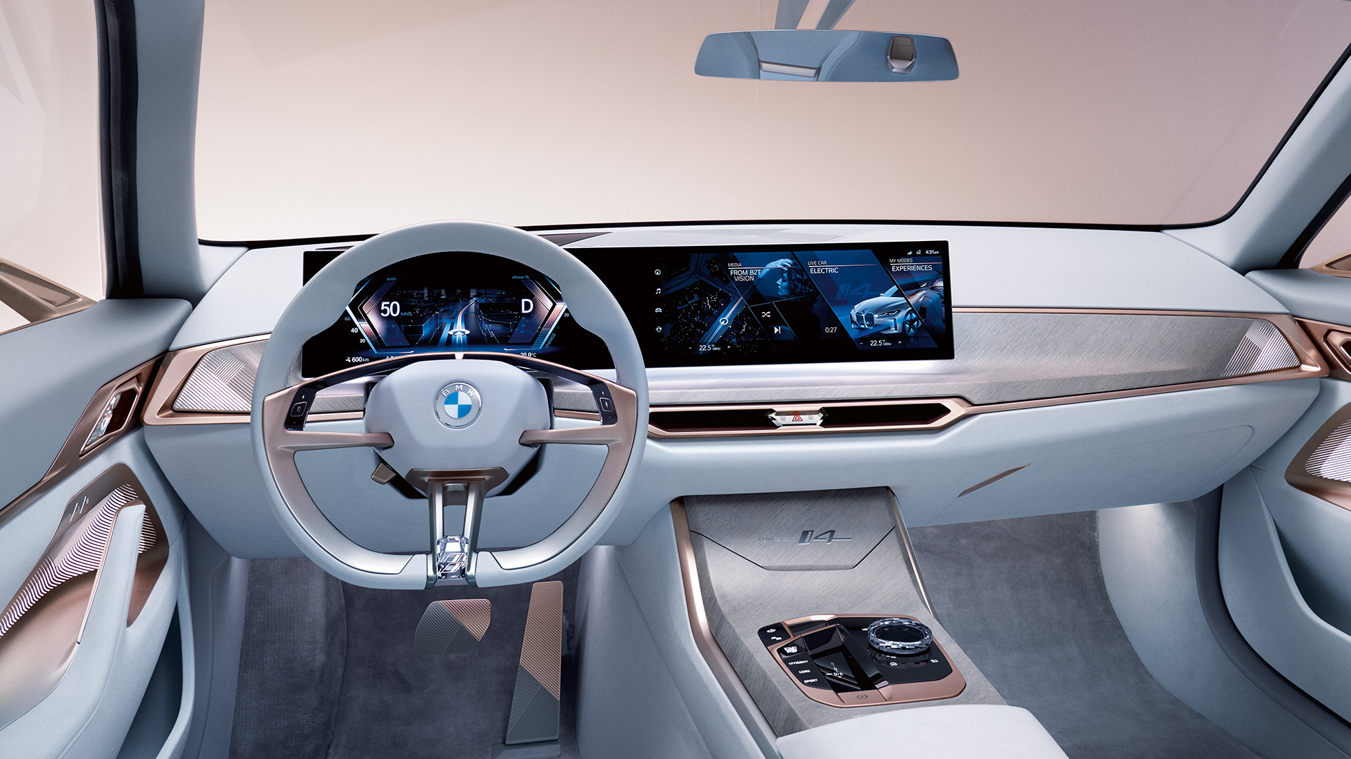 Interiör 1 BMW Concept i4 2020 G26 Interiör 1 BMW Concept i4 2020 G26 Elbil helt elektriska BMW Gran Coupé