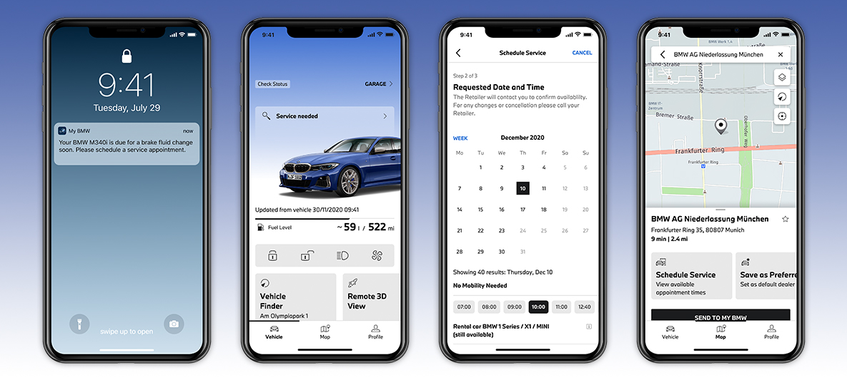 My BMW-appen Hantera servicebehov Skärm på smartphone My BMW-appen Hantera servicebehov Skärm på smartphone