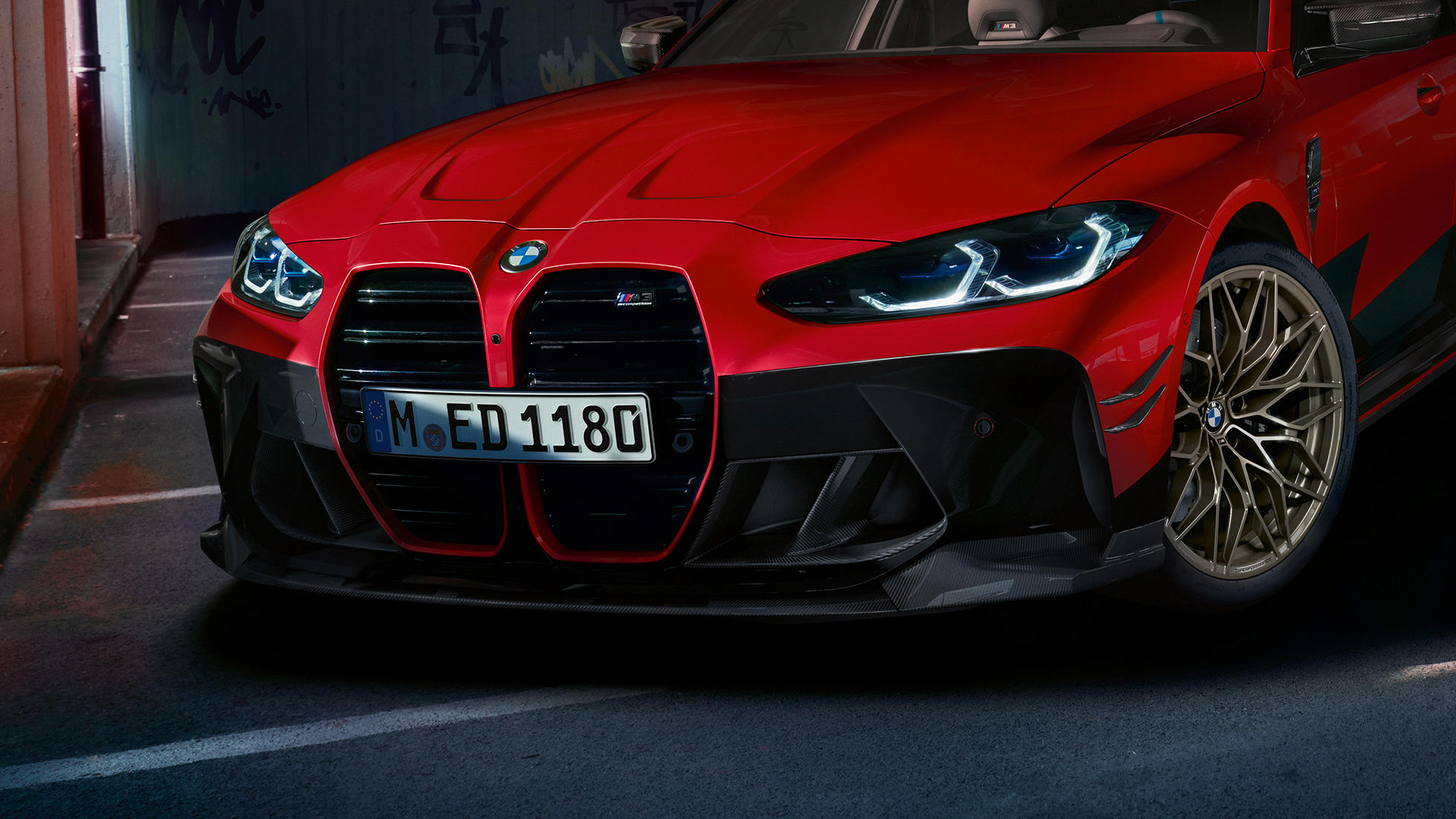 BMW M3 G80 sedd framifrån BMW M Performance Parts BMW M3 G80 sedd framifrån