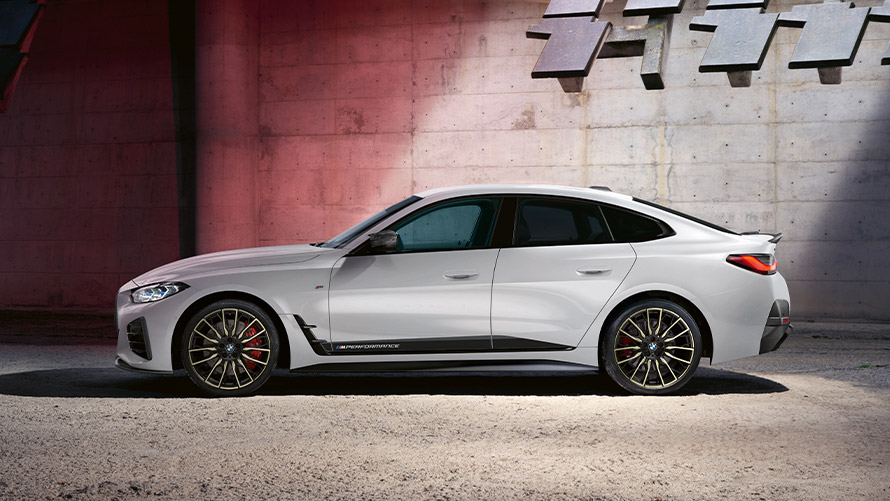 BMW 4-serie Gran Coupé (G26) ICE sedd från sidan BMW M Performance Parts BMW 4-serie Gran Coupé (G26) ICE sedd från sidan