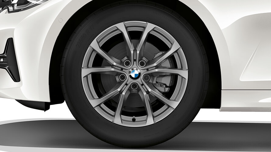  17'' BMW lättmetallfälgar V-eker 776 Ferricgrå, komplett uppsättning vinterhjul.