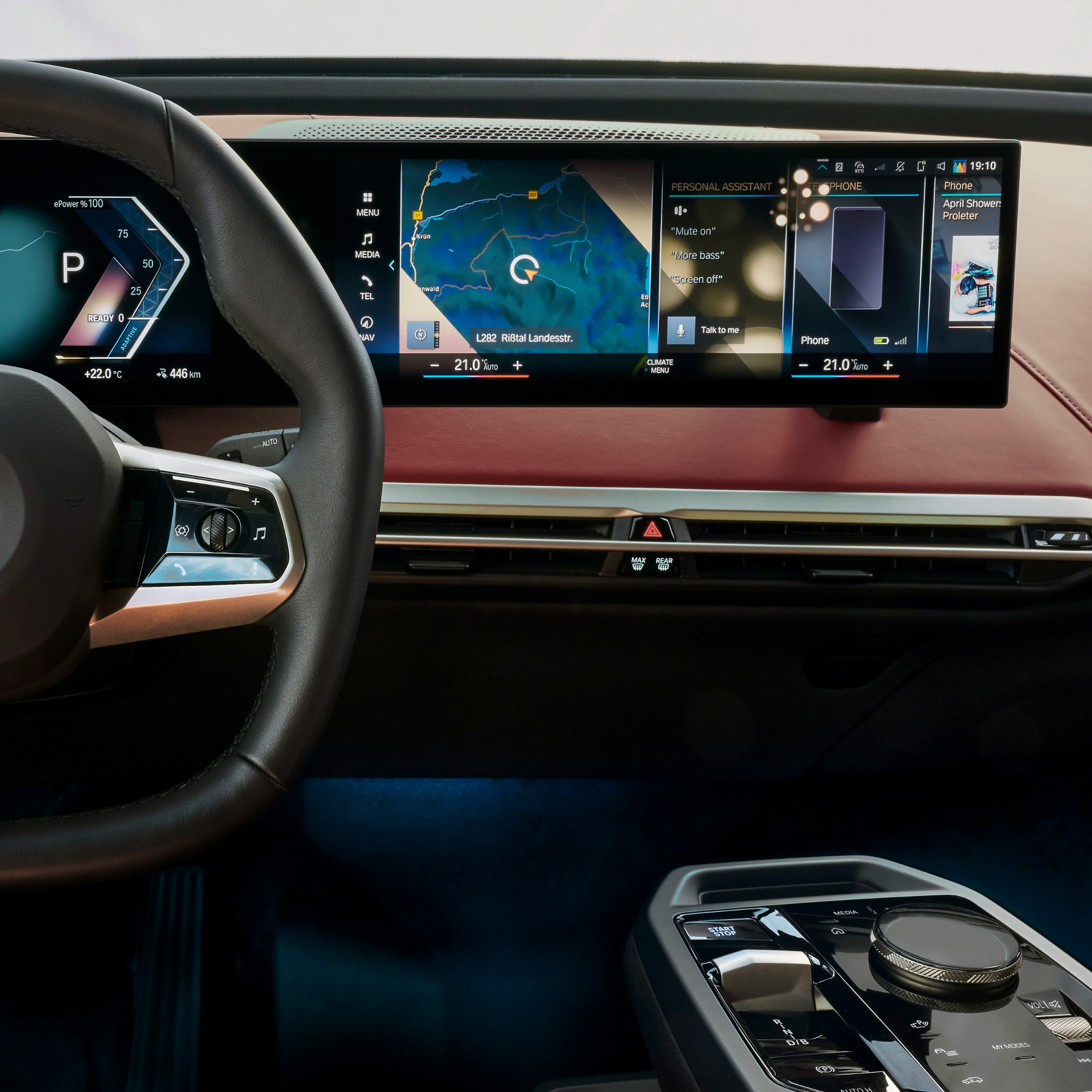 Detaljerad vy av BMW Display med appar