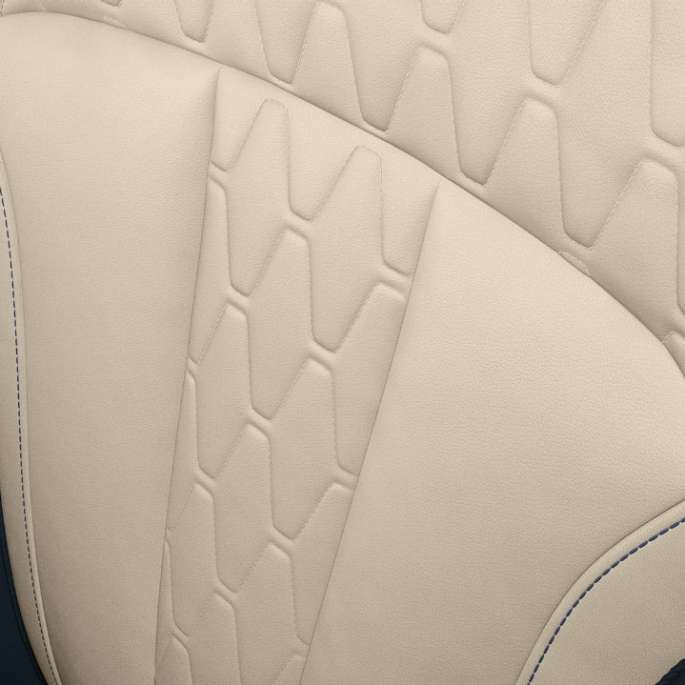 BMW X7, Design Pure Excellence, klädseldesign Närbild på klädseldesignen för BMW X7 med Design Pure Excellence